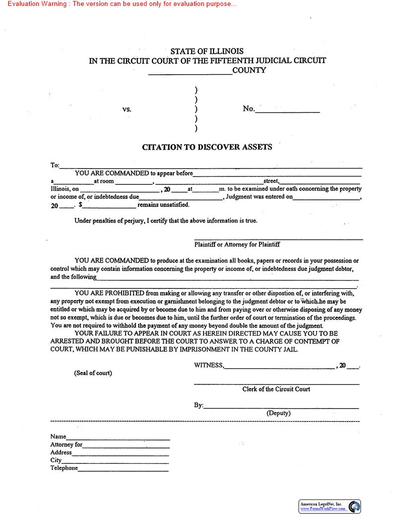 Citation To Discover Assets |  | Illinois