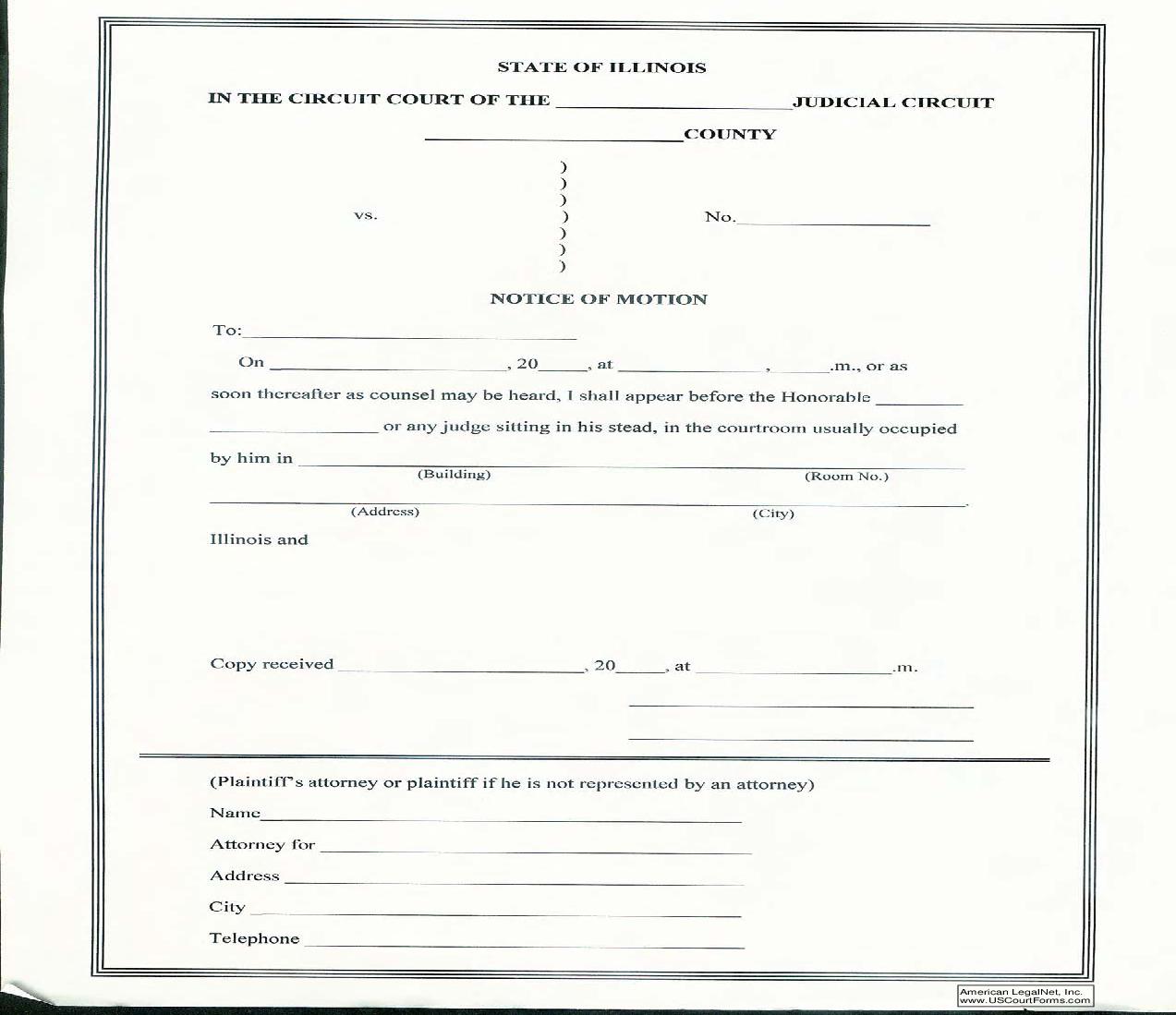 Notice Of Motion | Pdf Fpdf Doc Docx | Illinois