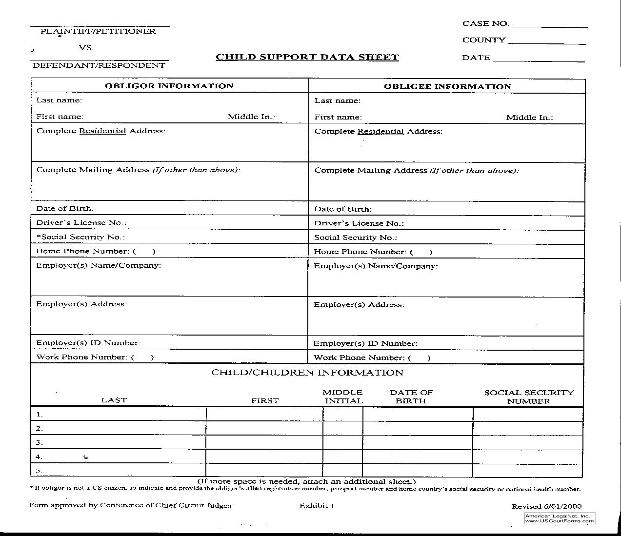 Child Support Data Sheet | Pdf Fpdf Doc Docx | Illinois