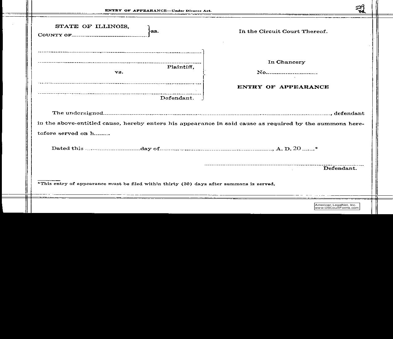 Entry Of Appearance (Under Divorce Act) {29} | Pdf Fpdf Doc Docx | Illinois