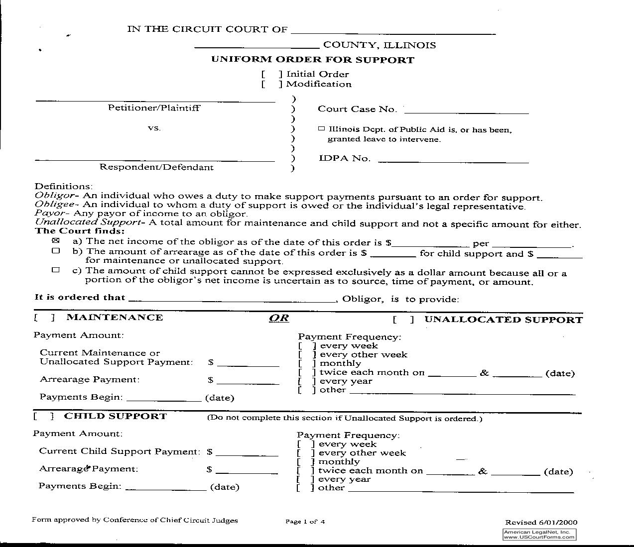 Uniform Order For Support | Pdf Fpdf Doc Docx | Illinois