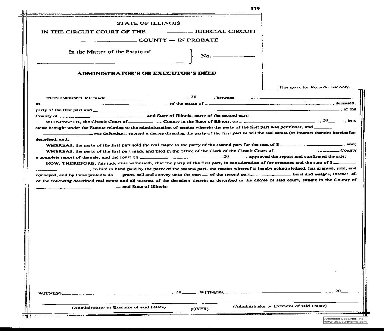 Administrators Or Executors Deed {179} | Pdf Fpdf Doc Docx | Illinois