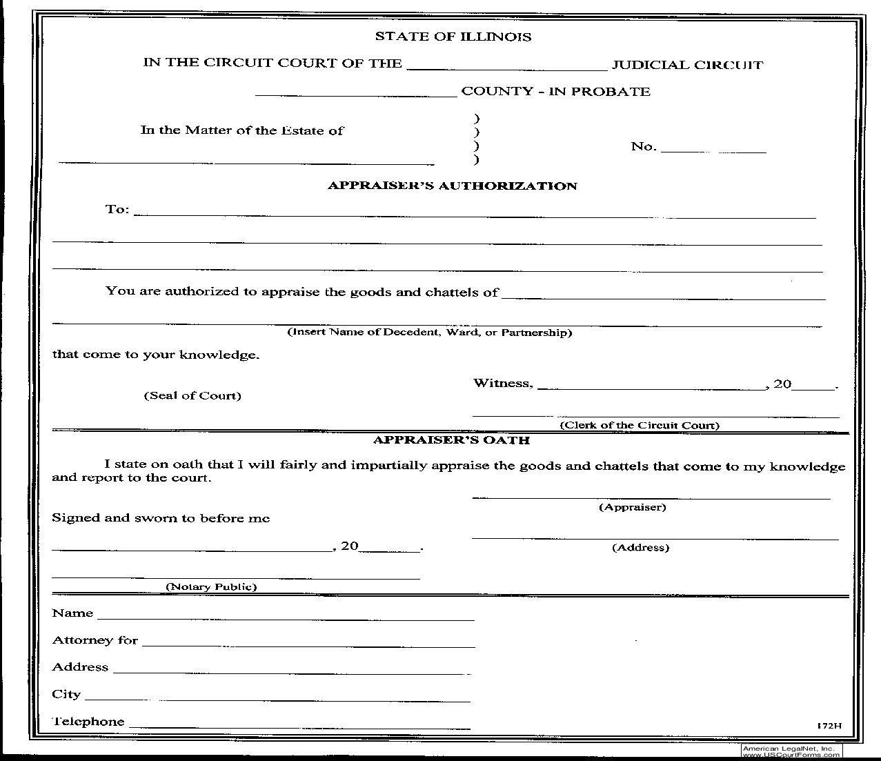 Appraisers Authorization {172H} | Pdf Fpdf Doc Docx | Illinois