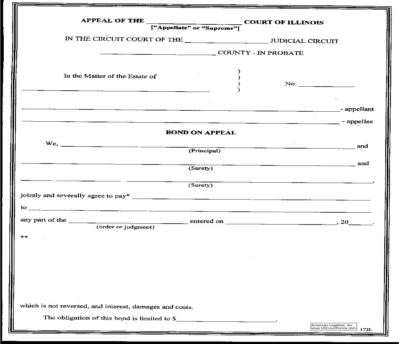 Bond On Appeal {172L} | Pdf Fpdf Doc Docx | Illinois