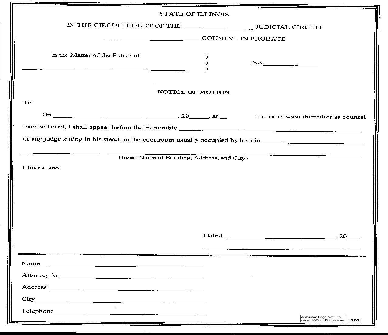 Notice Of Motion {209C} | Pdf Fpdf Doc Docx | Illinois