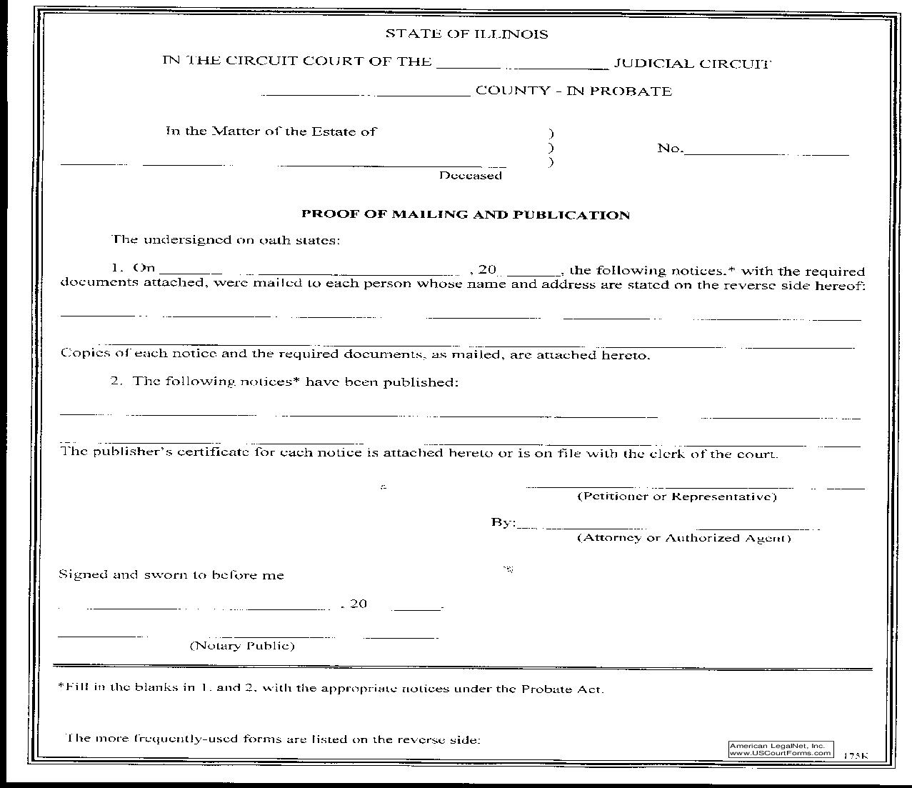Proof Of Mailing And Publication {175K} | Pdf Fpdf Doc Docx | Illinois