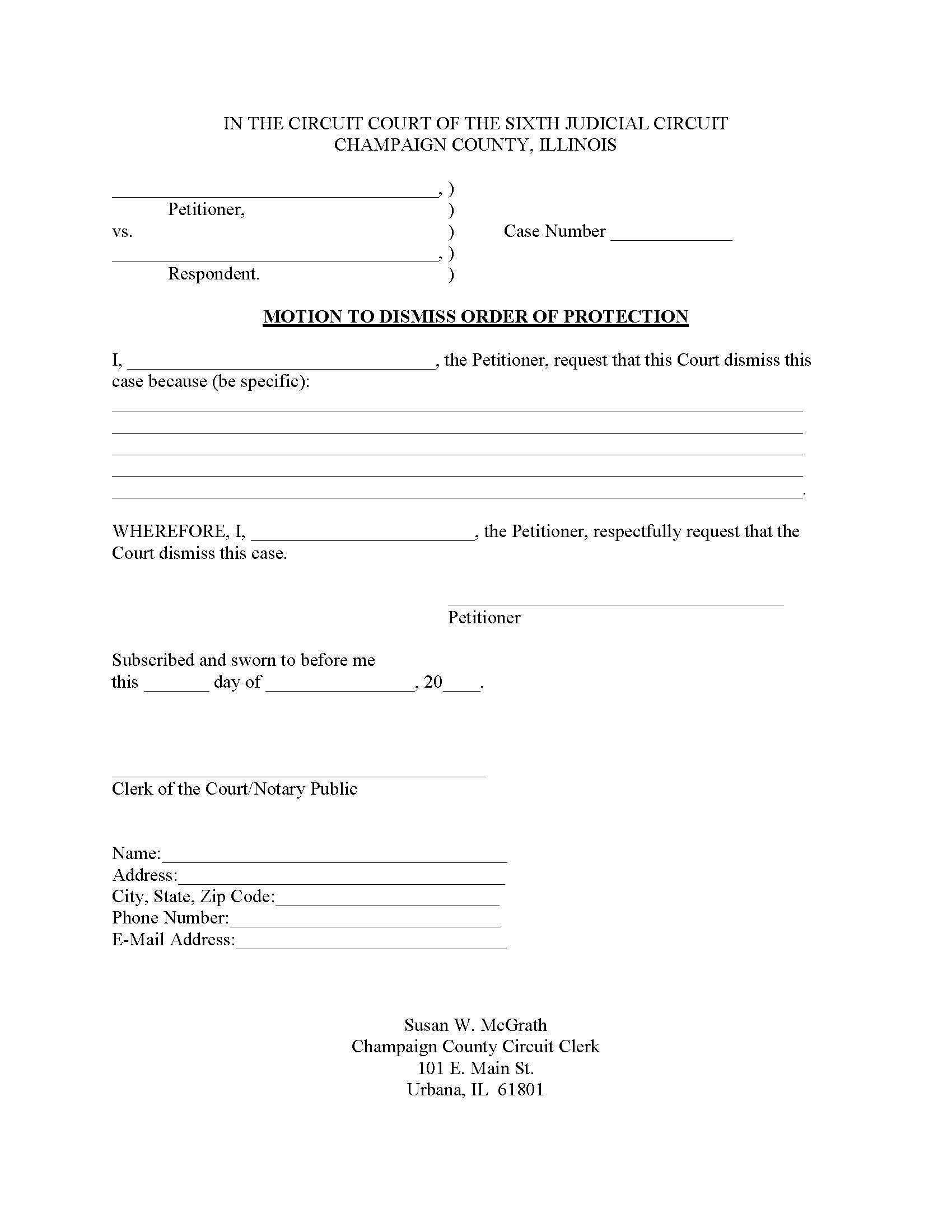 Motion To Dismiss Order Of Protection | Pdf Fpdf Docx | Illinois