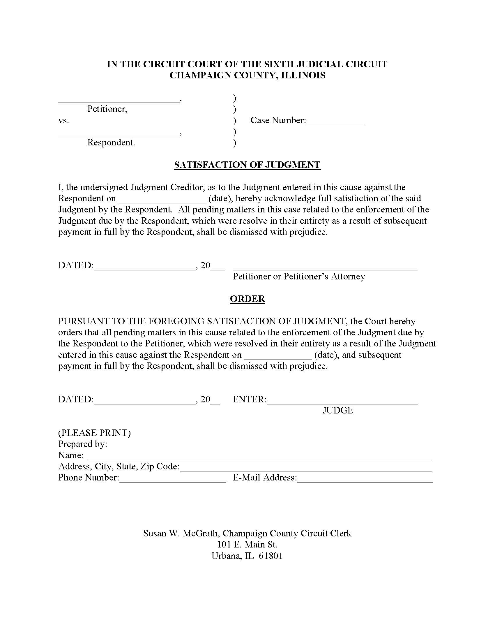 Satisfaction Of Judgment | Pdf Fpdf Docx | Illinois