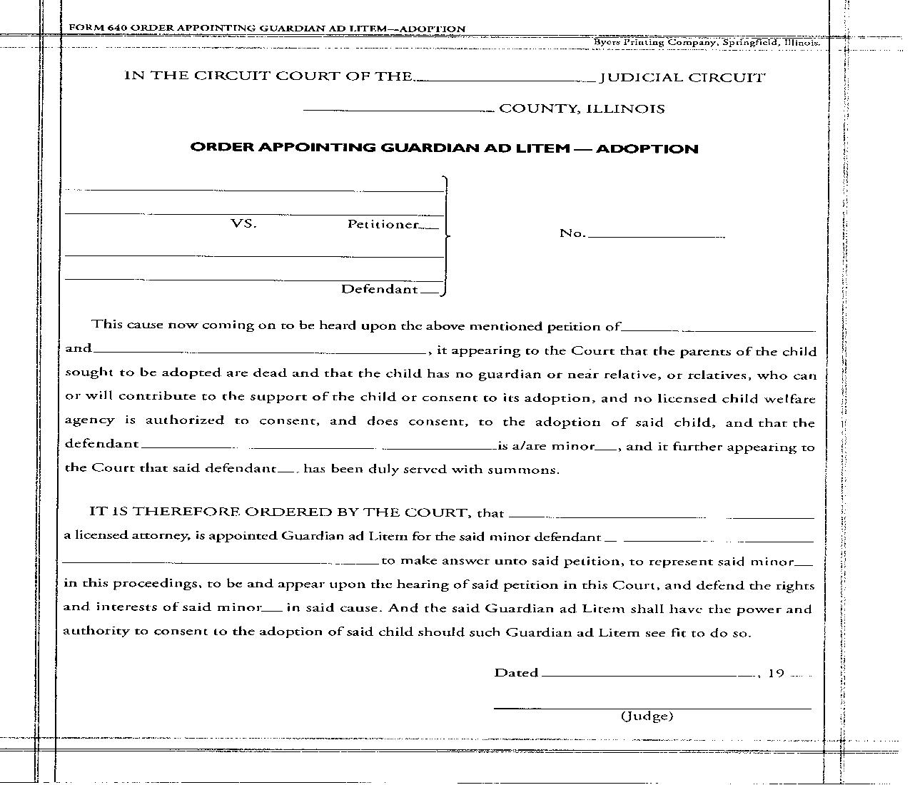 Order Appointing Guardian Ad Litem Adoption {640} |  | Illinois
