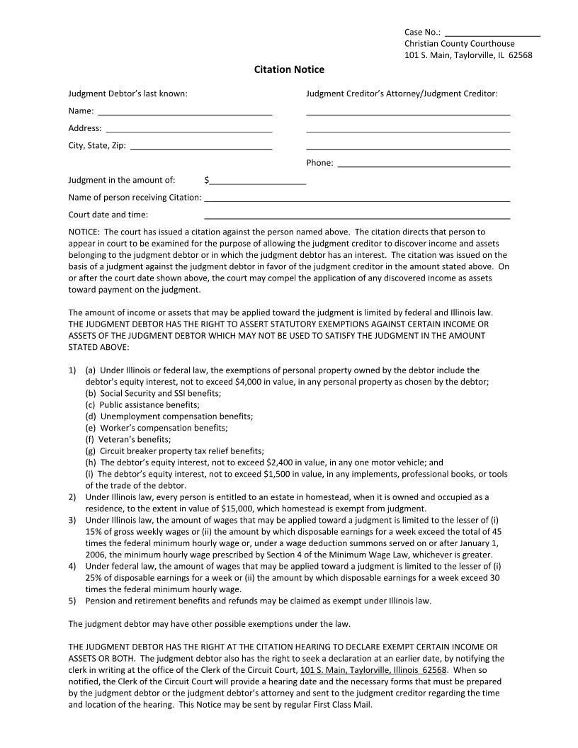 Citation Notice | Pdf Fpdf Docx | Illinois