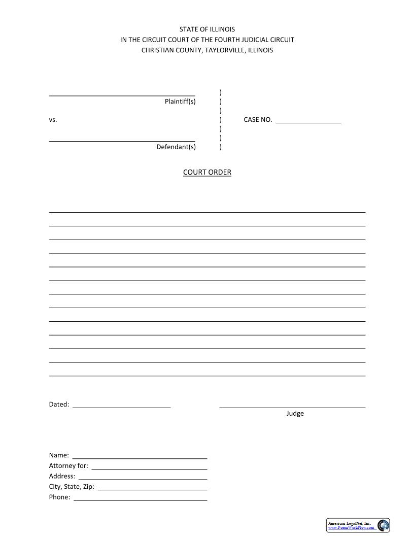 Court Order (Blank) | Pdf Fpdf Docx | Illinois