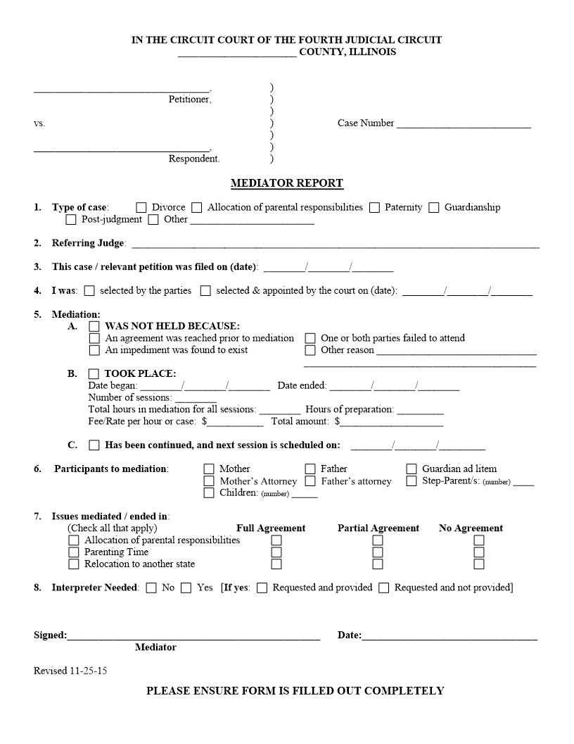 Mediation Report | Pdf Fpdf Docx | Illinois
