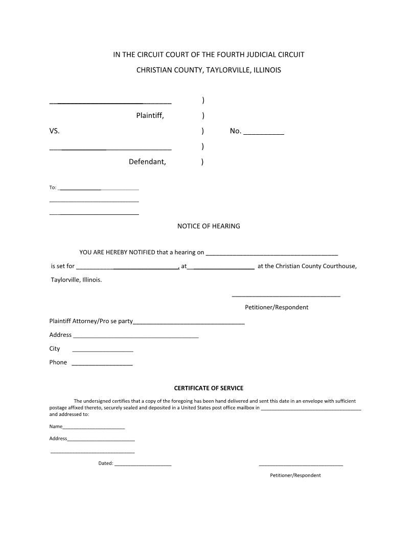 Notice Of Hearing | Pdf Fpdf Docx | Illinois