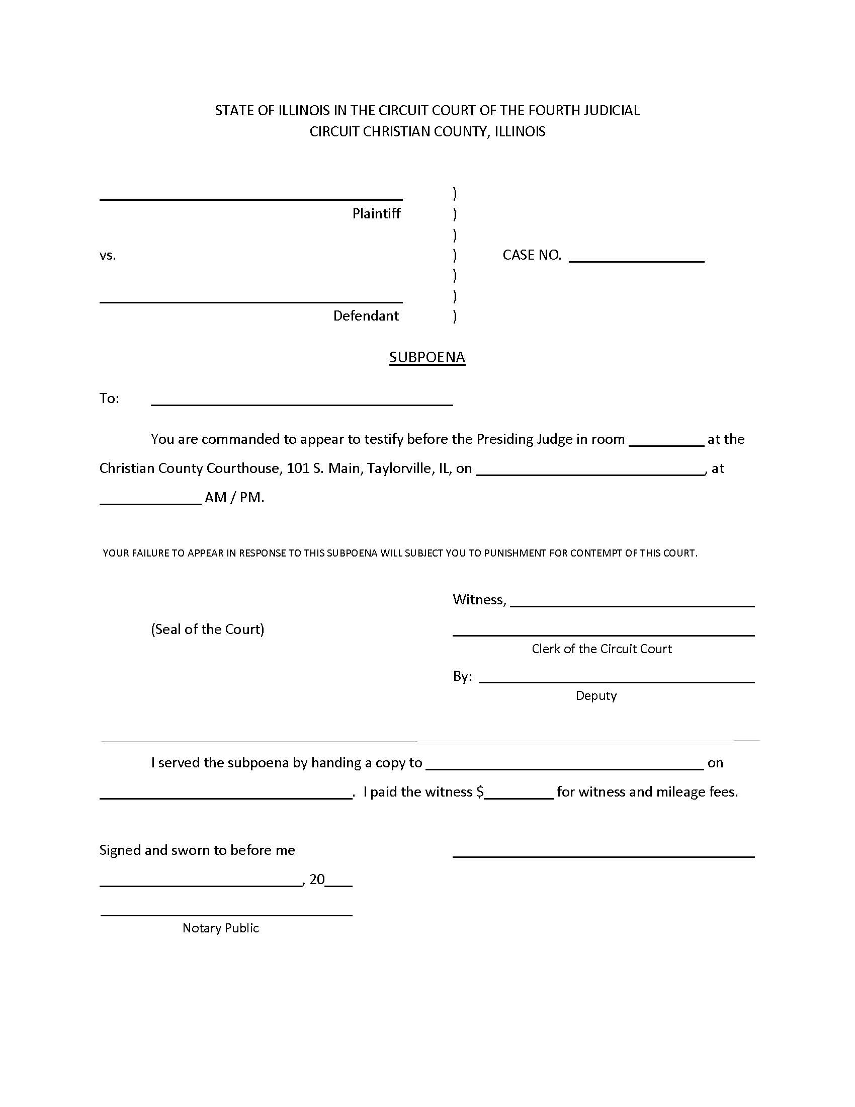 Subpoena | Pdf Fpdf Docx | Illinois