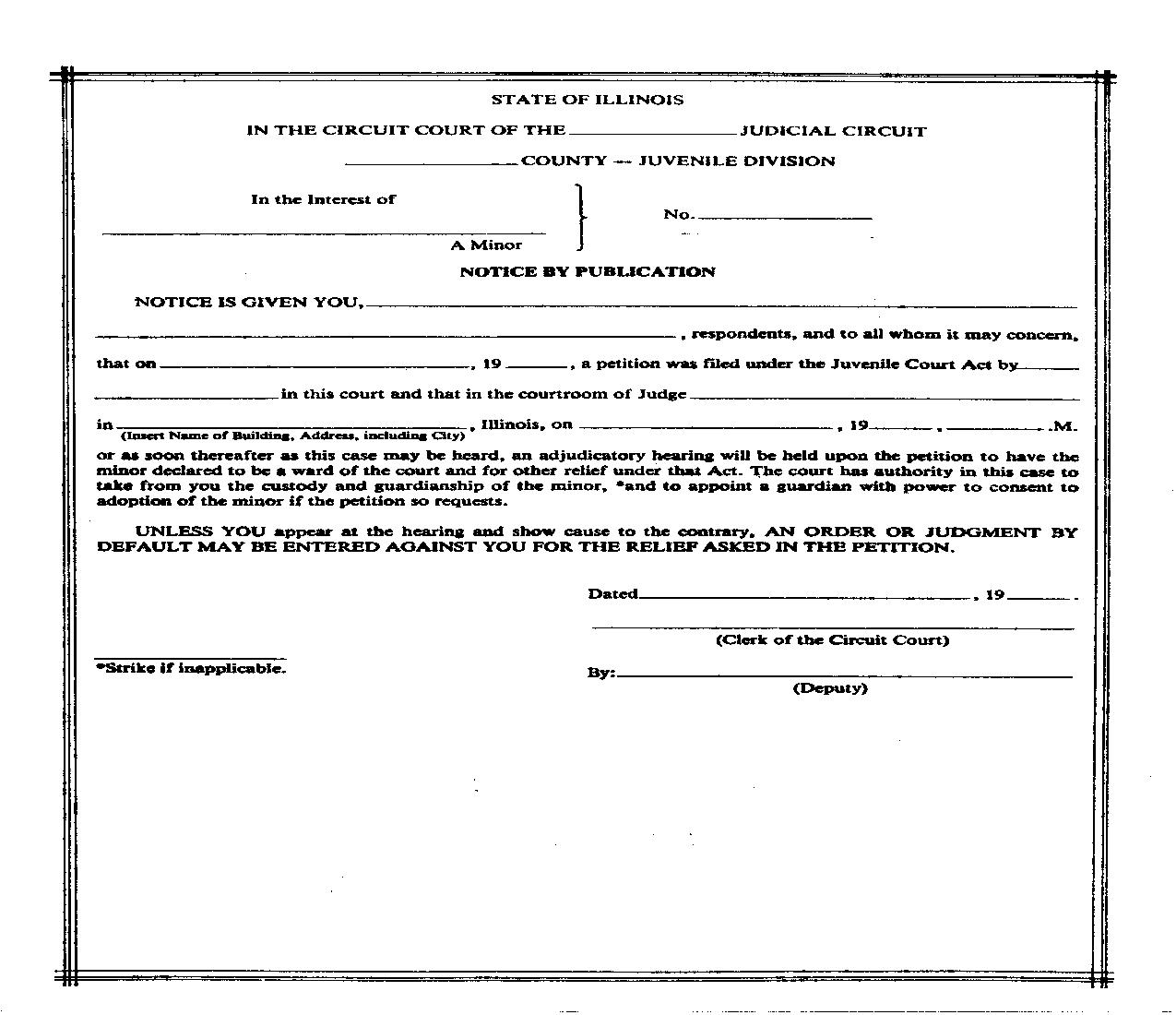 Notice By Publication |  | Illinois