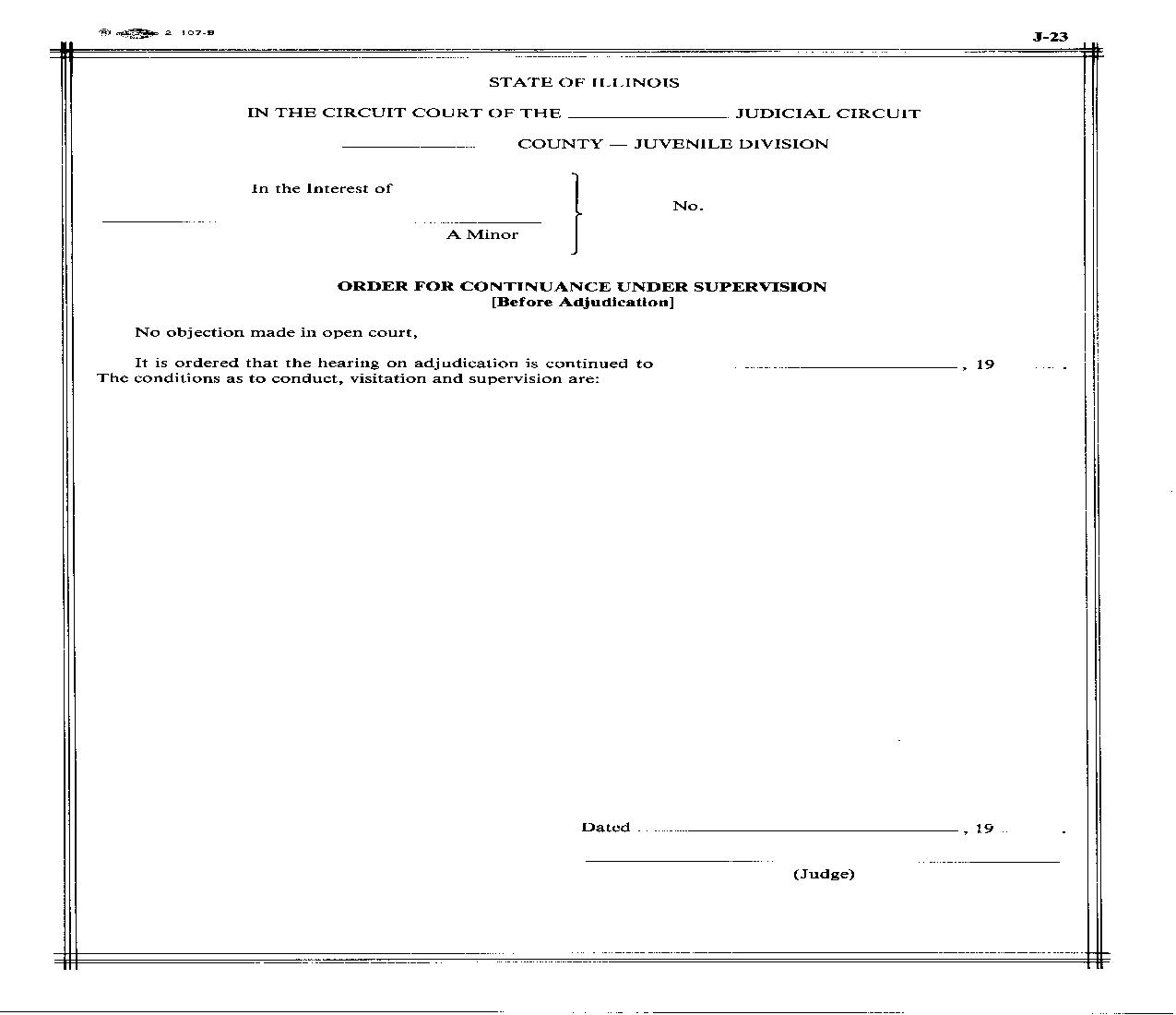 Order For Continuance Under Supervision {J-23} |  | Illinois