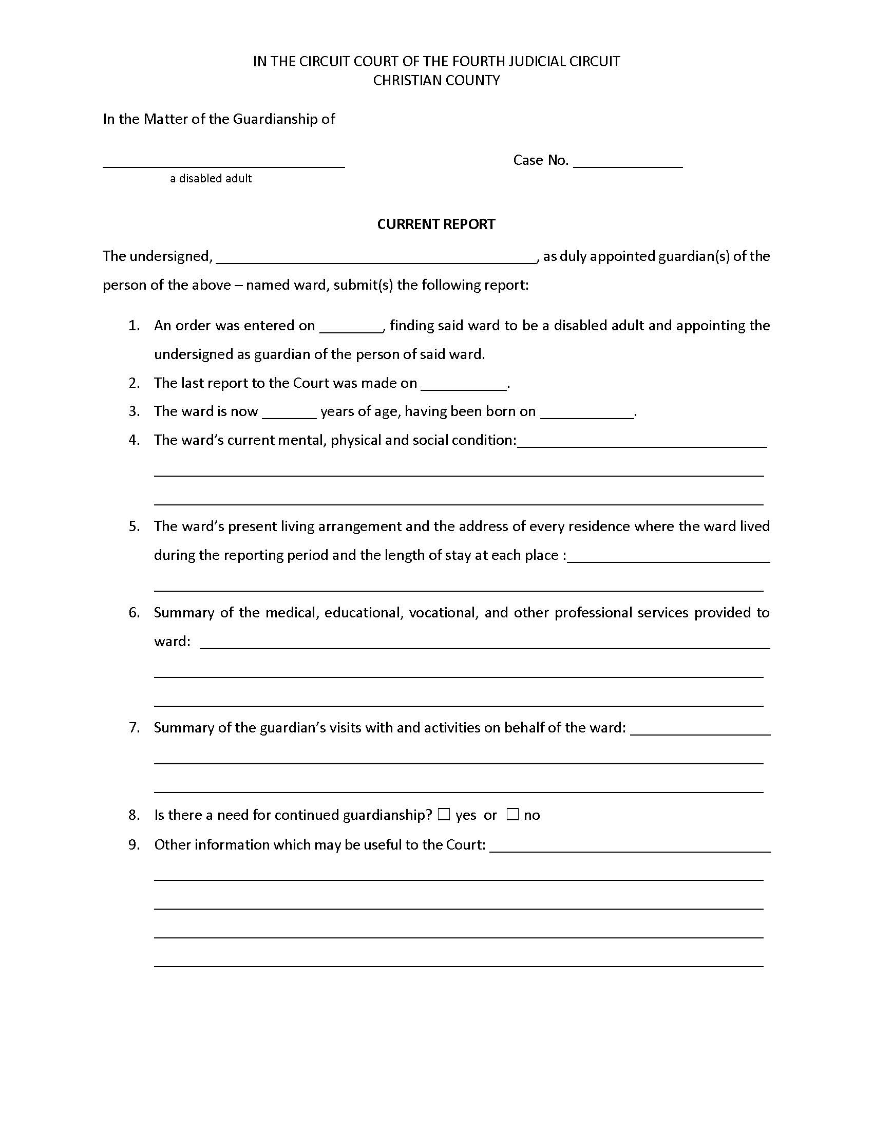 Current Report (Disabled Adult) {CHR CRDA} | Pdf Fpdf Docx | Illinois