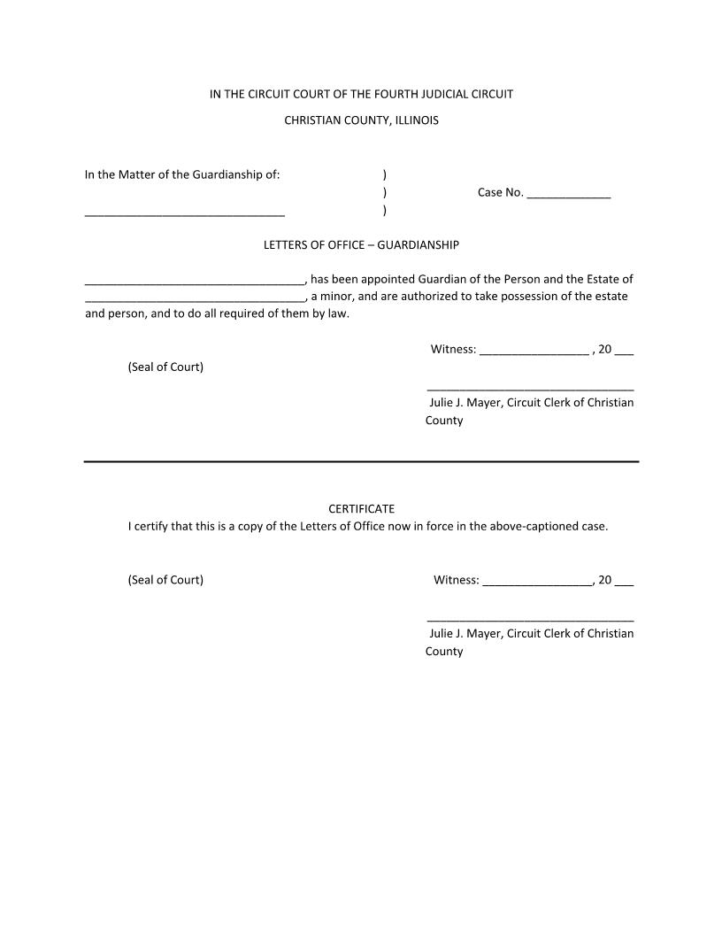 Letters Of Office - Guardianship (Minor) | Pdf Fpdf Docx | Illinois