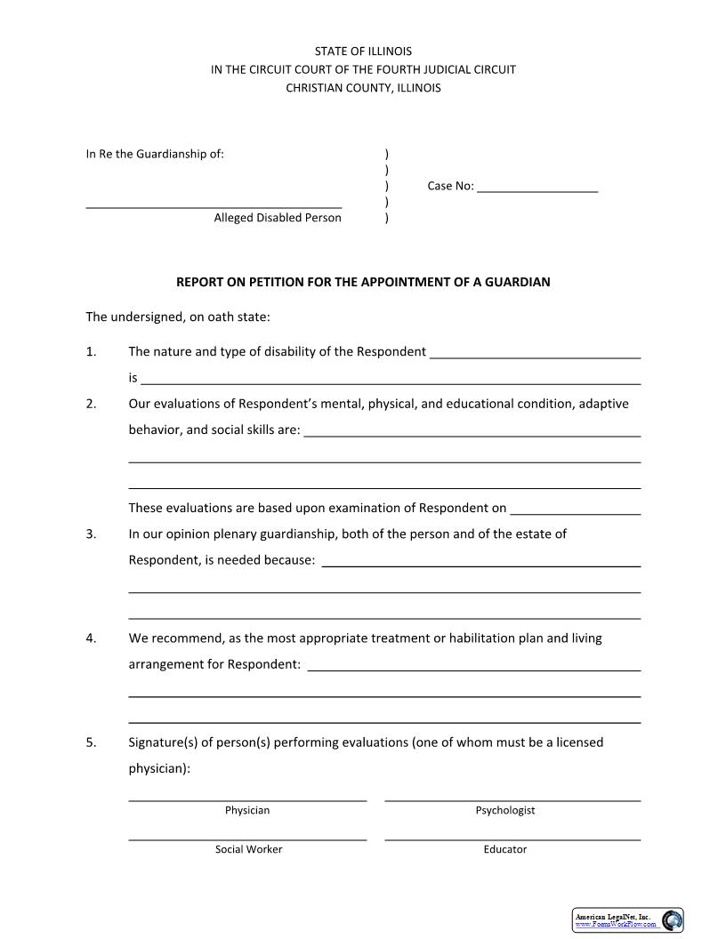 Report On Petition For Appointment Of Guardian | Pdf Fpdf Docx | Illinois