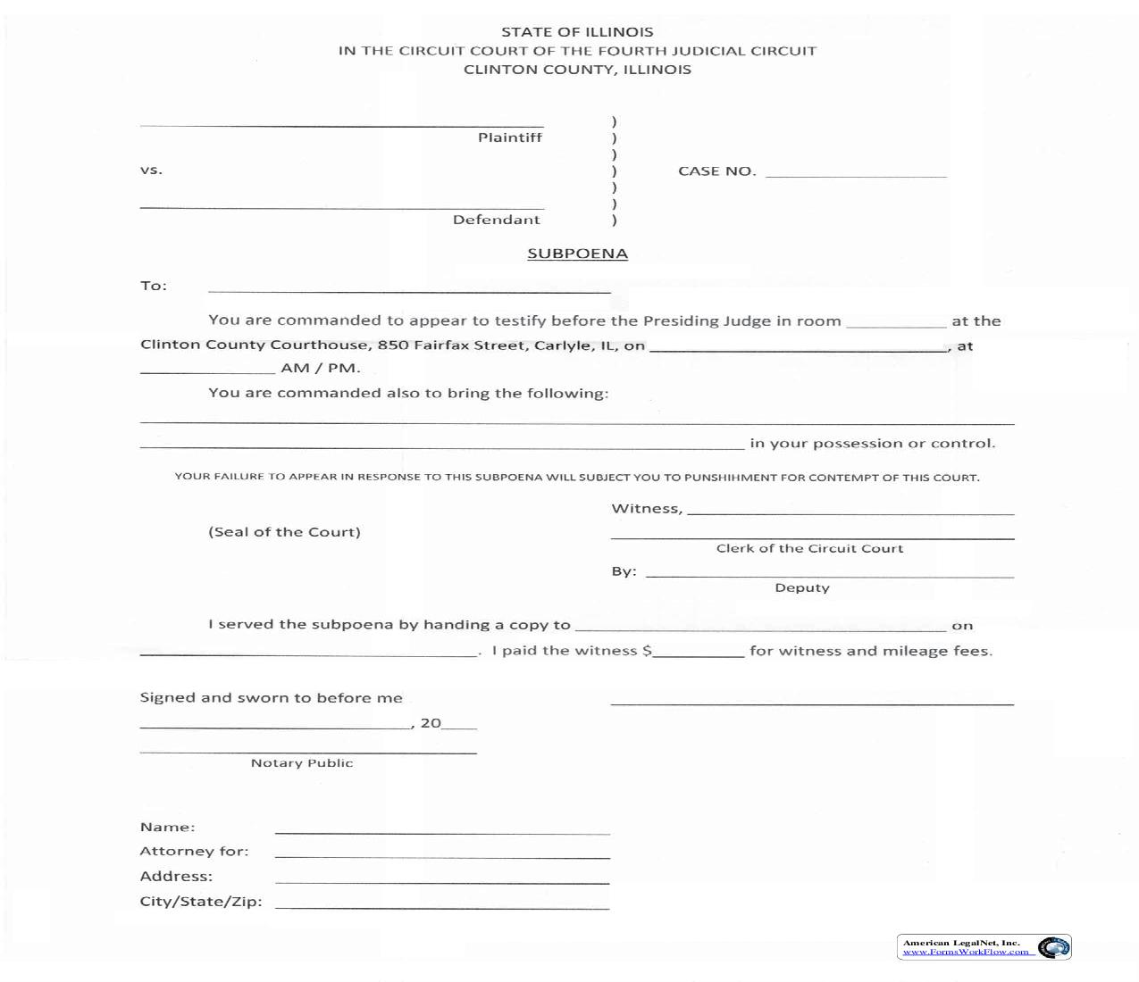 Subpoena | Pdf Fpdf Doc Docx | Illinois