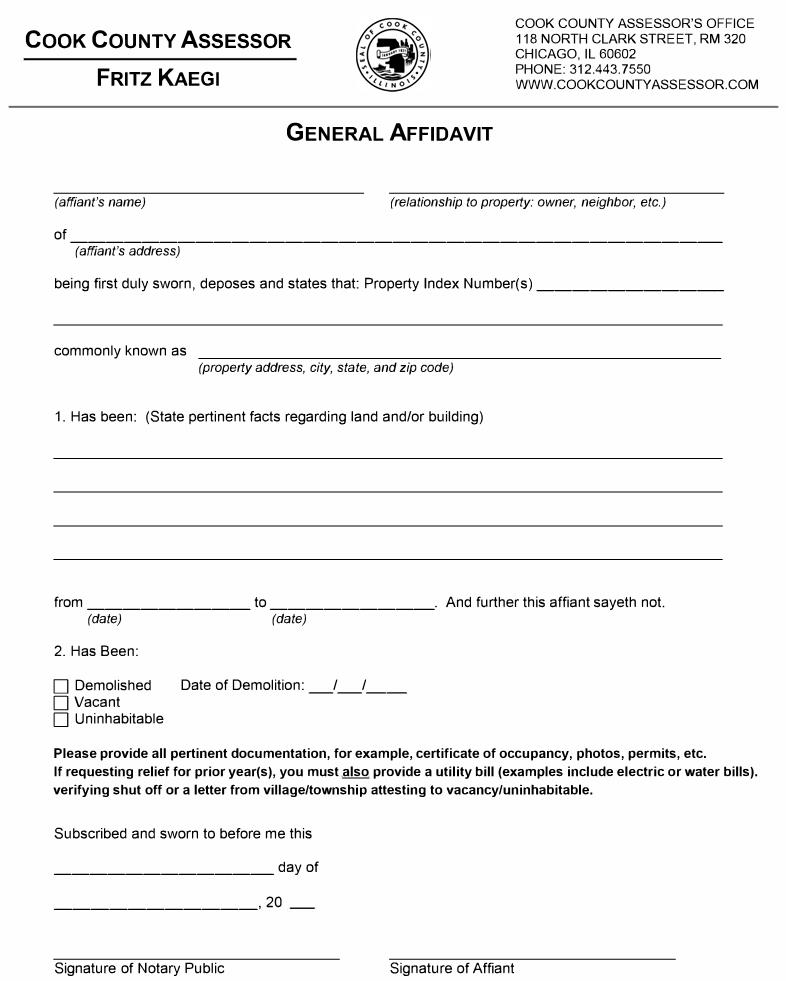 General Affidavit Industrial Commercial) | Pdf Fpdf Docx | Illinois