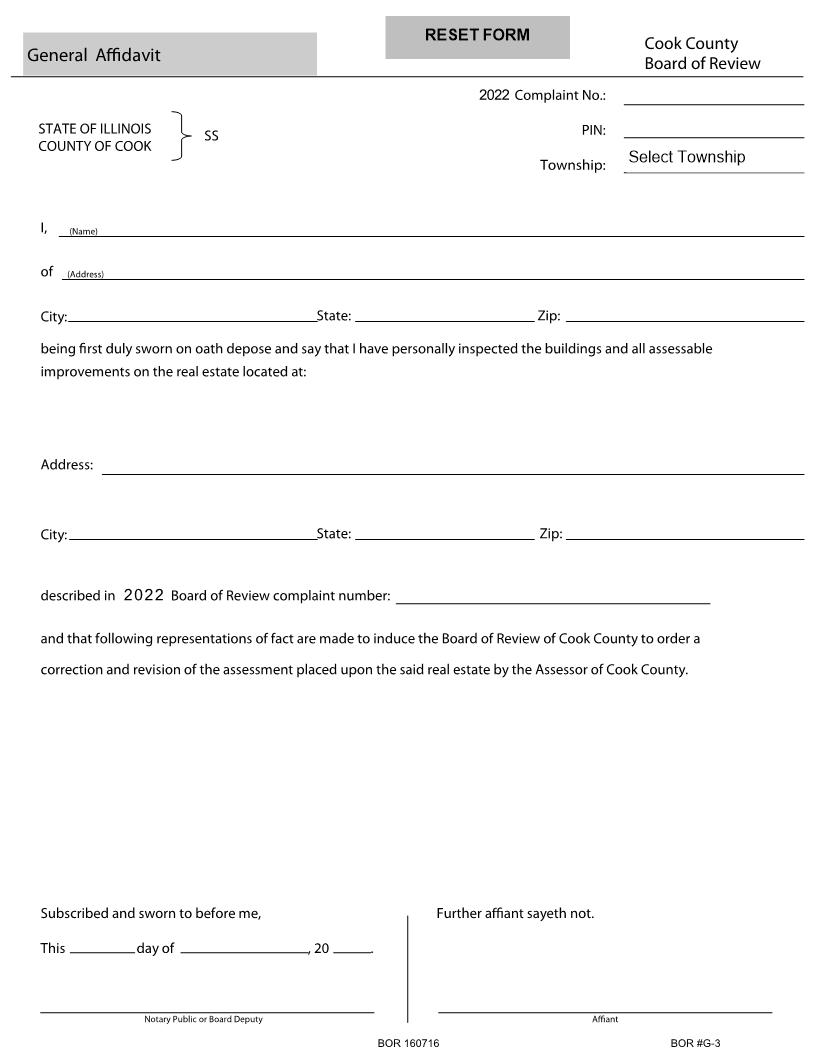 General Affidavit {BOR G-3} | Pdf Fpdf Docx | Illinois