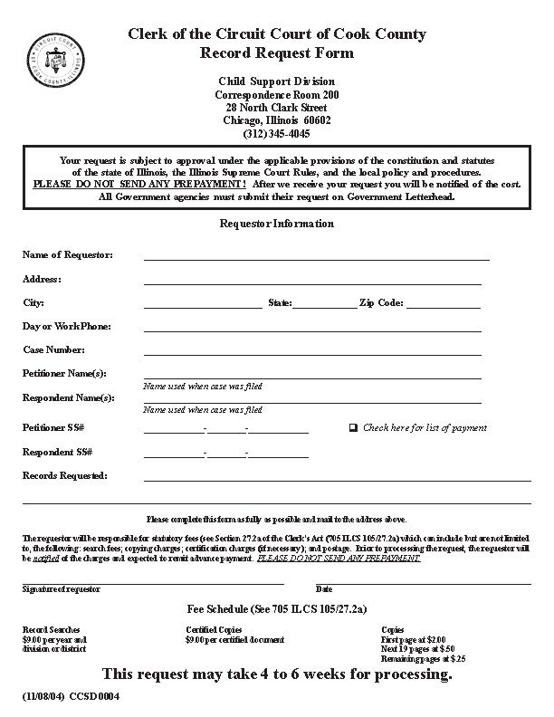 Record Request Form {CCSD 0004} | Pdf Fpdf Docx | Illinois