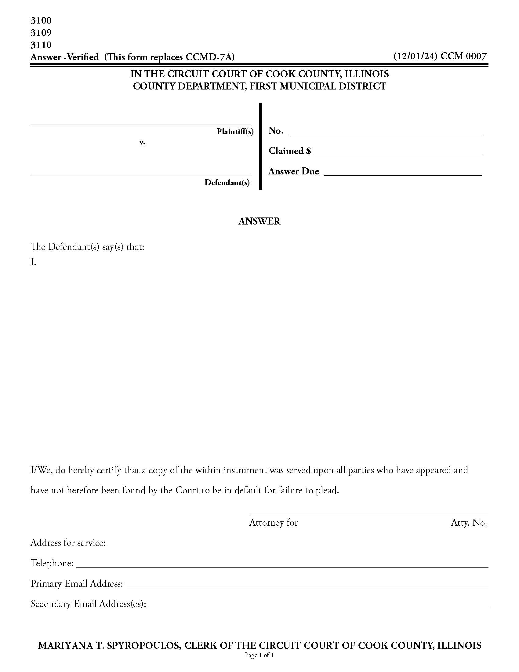 Answer {CCM 0007} | Pdf Fpdf Docx | Illinois