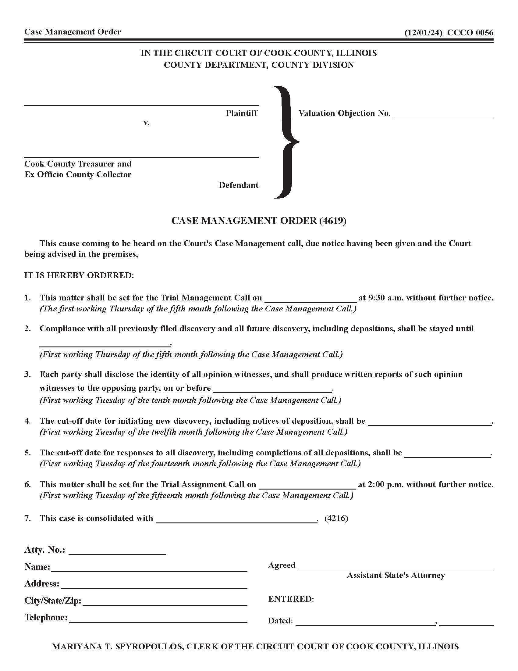 Case Management Order {CCCO 0056} | Pdf Fpdf Docx | Illinois