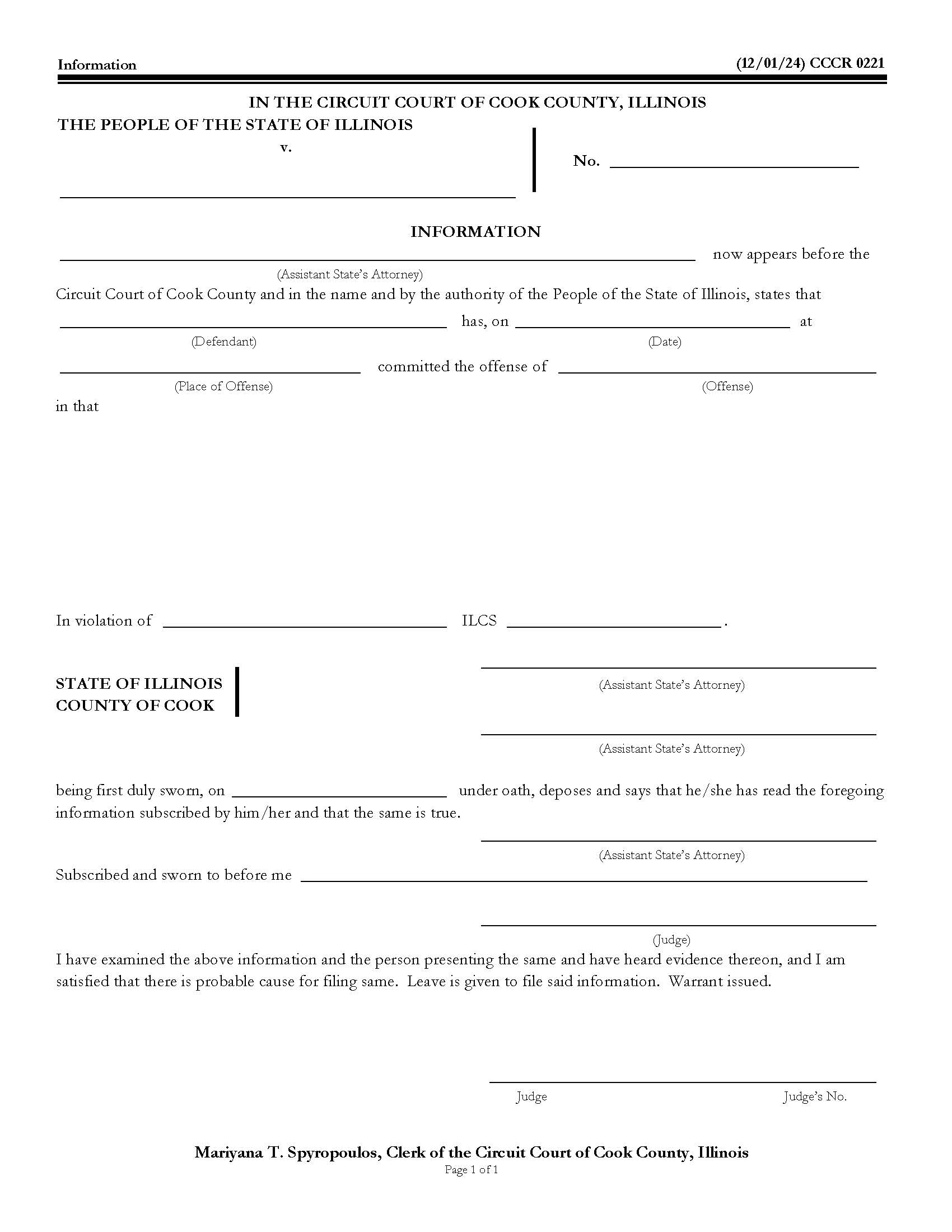 Information {CCCR 0221} | Pdf Fpdf Doc Docx | Illinois