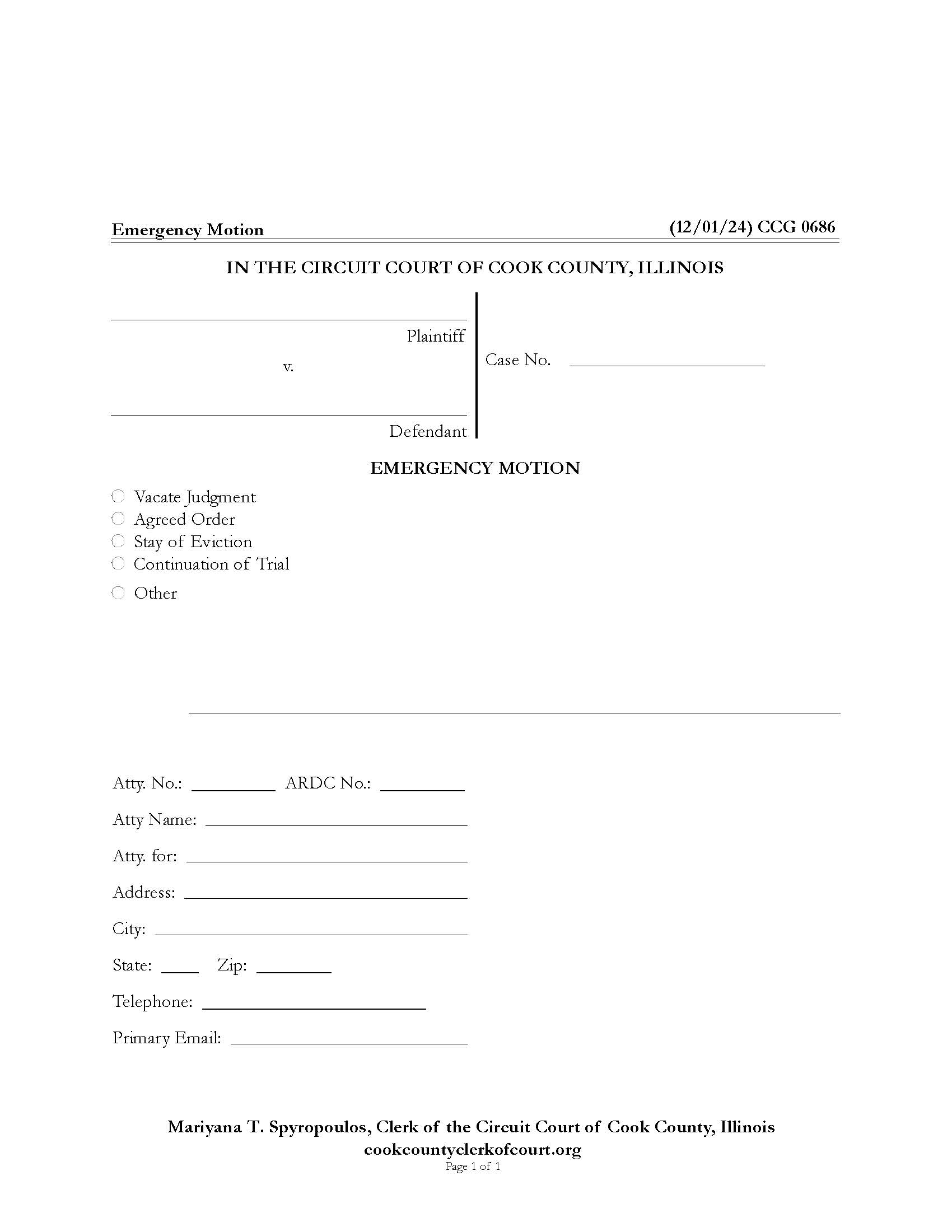 Emergency Motion {CCG 0686} | Pdf Fpdf Doc Docx | Illinois