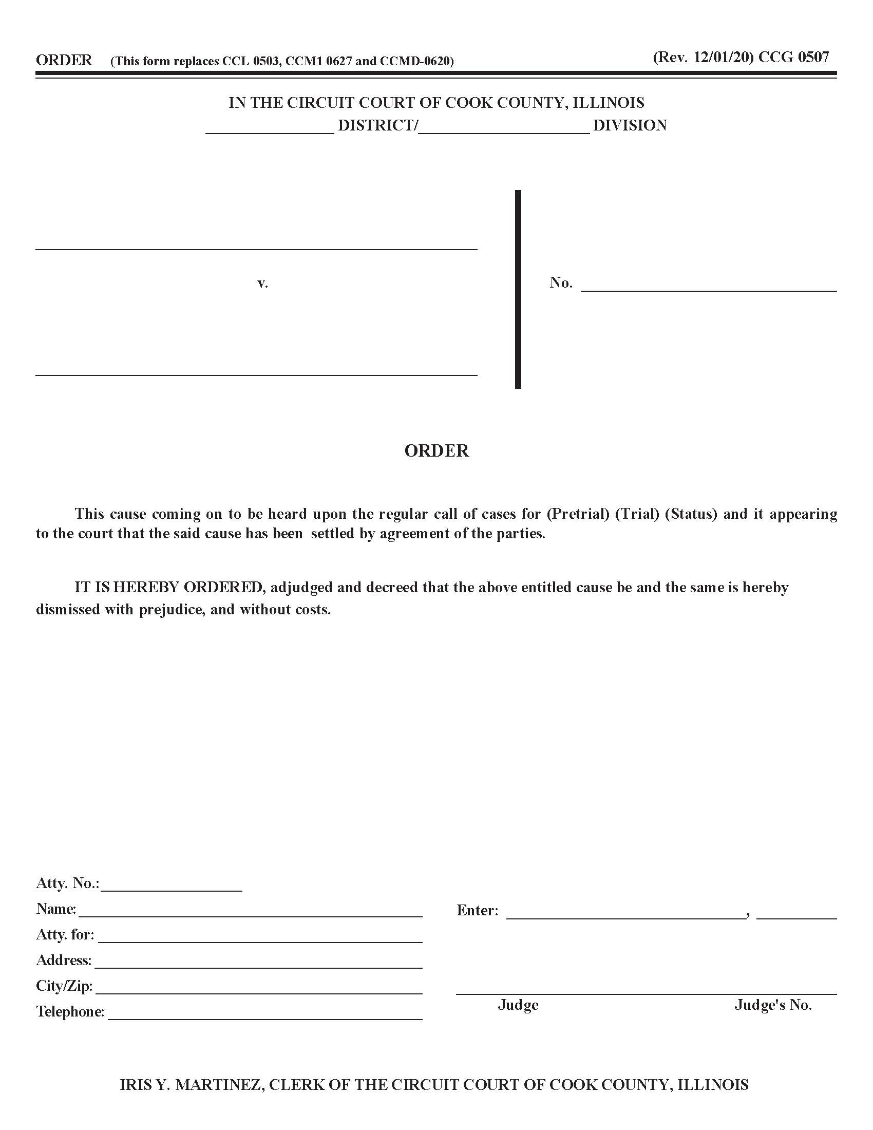 Order {CCG 0507} | Pdf Fpdf Doc Docx | Illinois