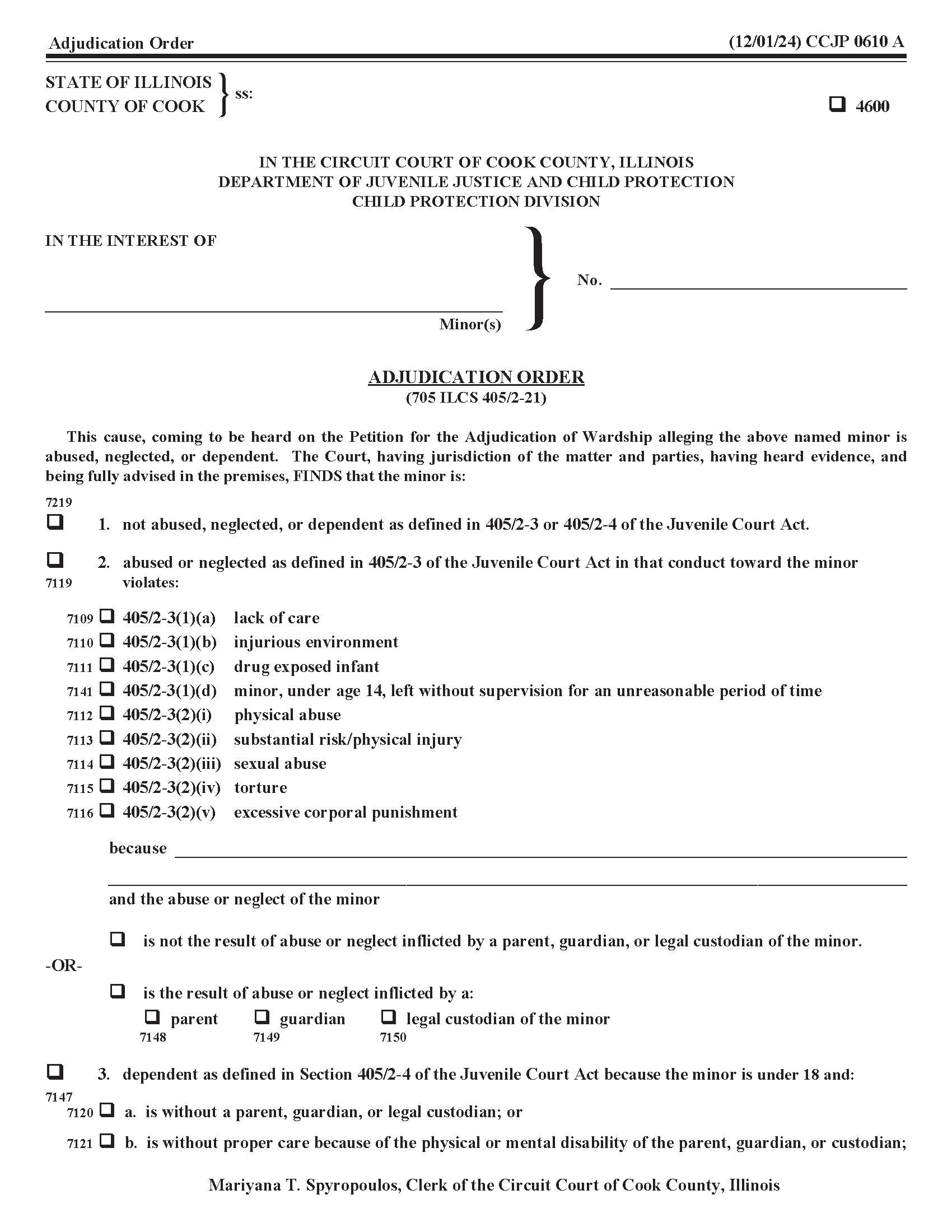 Adjudication Order {CCJP 0610} | Pdf Fpdf Docx | Illinois