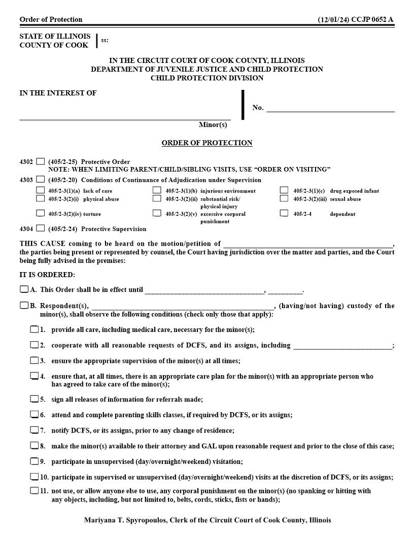 Order Of Protection {CCJP 0652} | Pdf Fpdf Docx | Illinois
