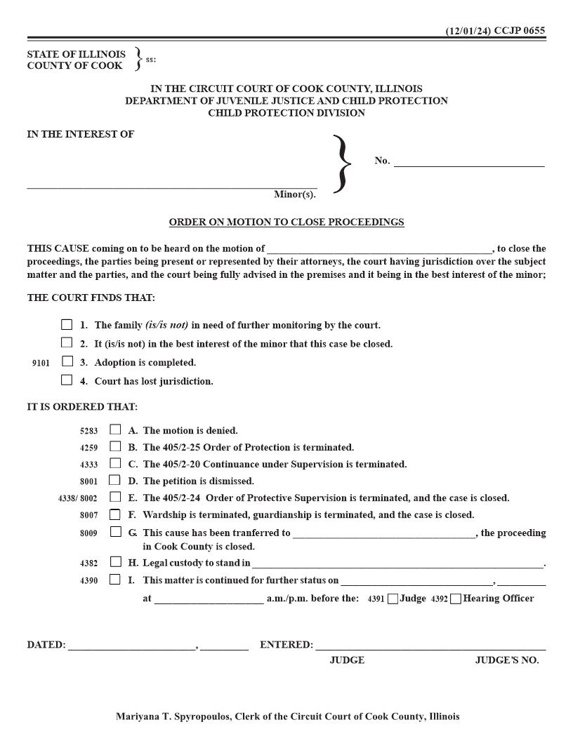 Order On Motion To Close Proceedings {CCJP 0655} | Pdf Fpdf Docx | Illinois