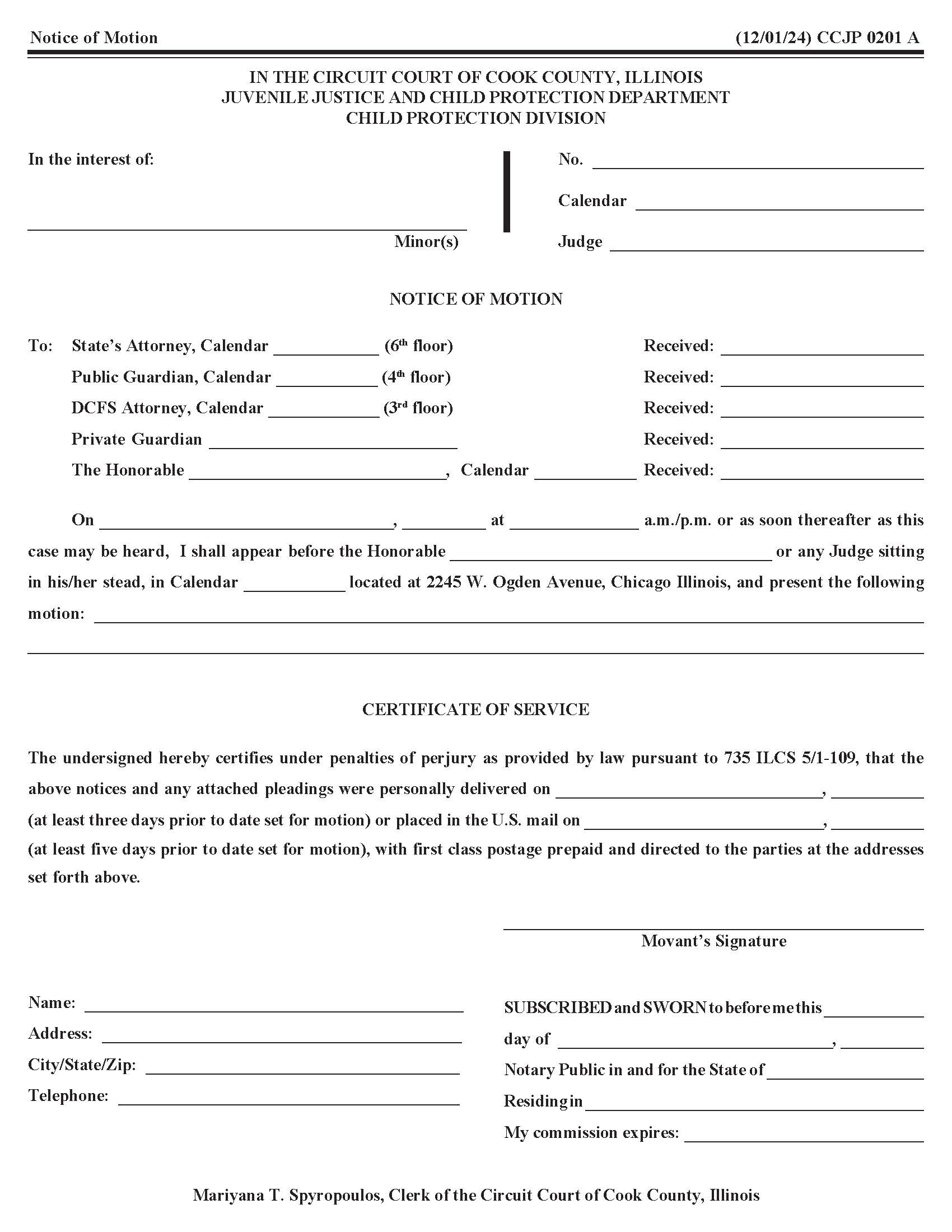 Supplemental Petition To Reinstate Wardship Packet {CCJP 0201} | Pdf Fpdf Docx | Illinois