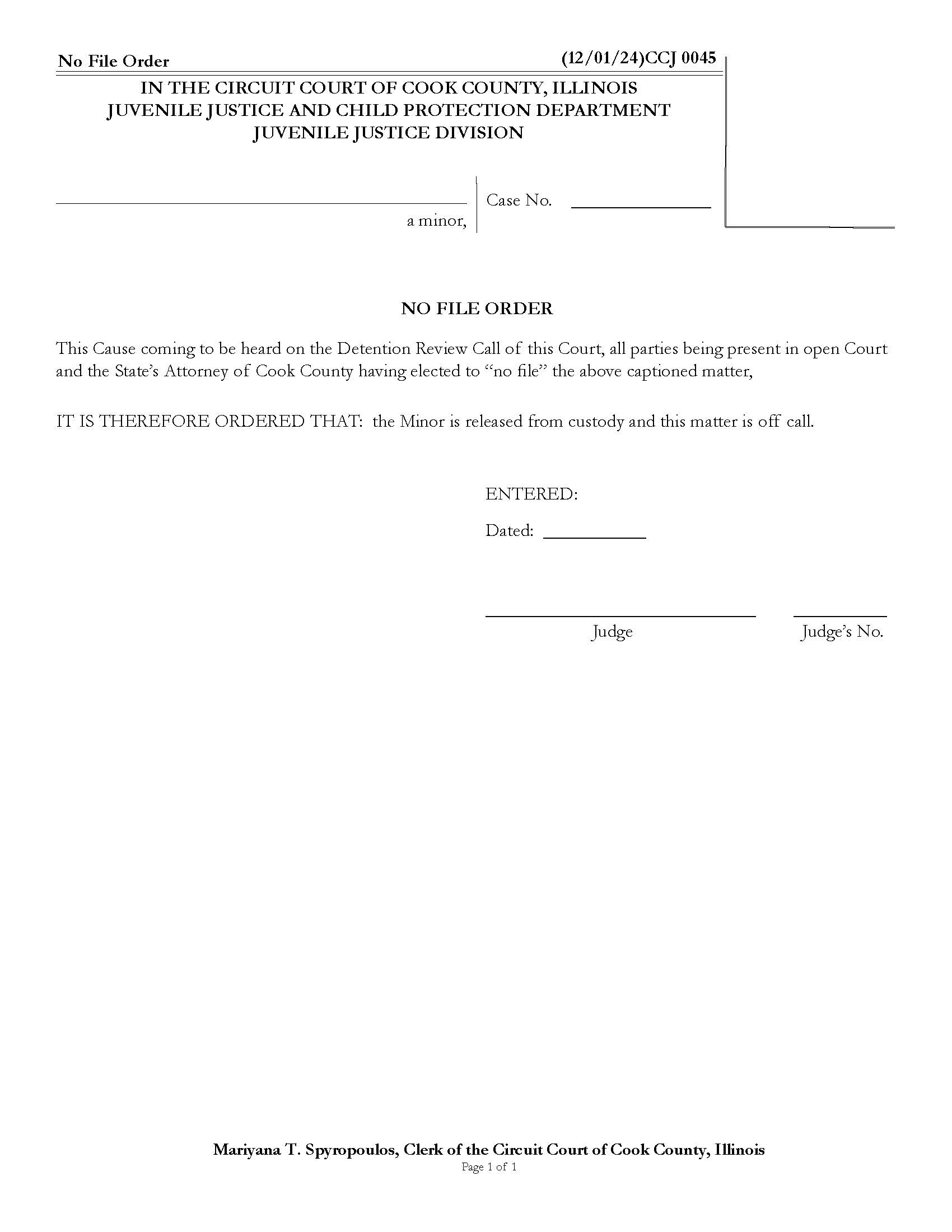 No File Order {CCJ 0045} | Pdf Fpdf Docx | Illinois