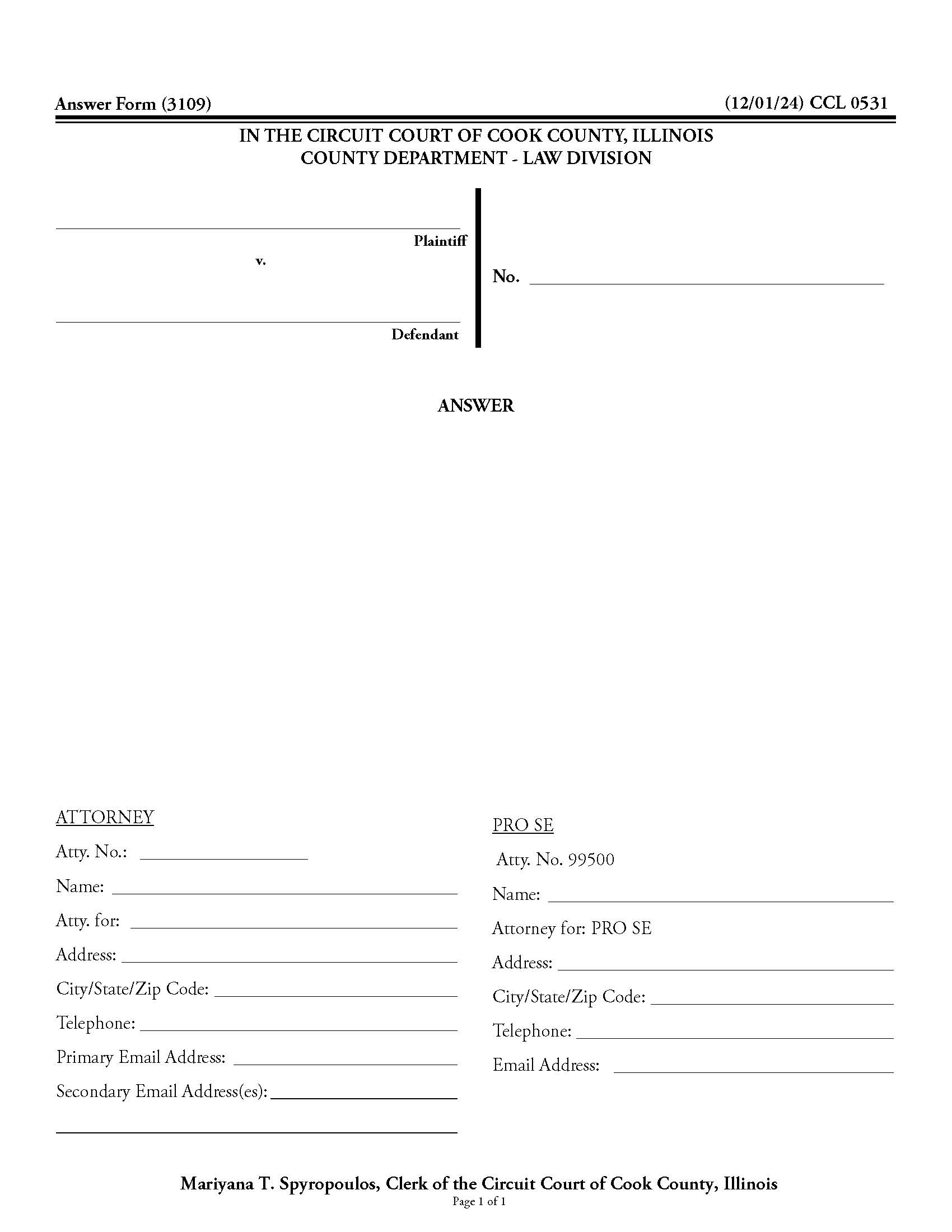 Answer {CCL 0531} | Pdf Fpdf Docx | Illinois
