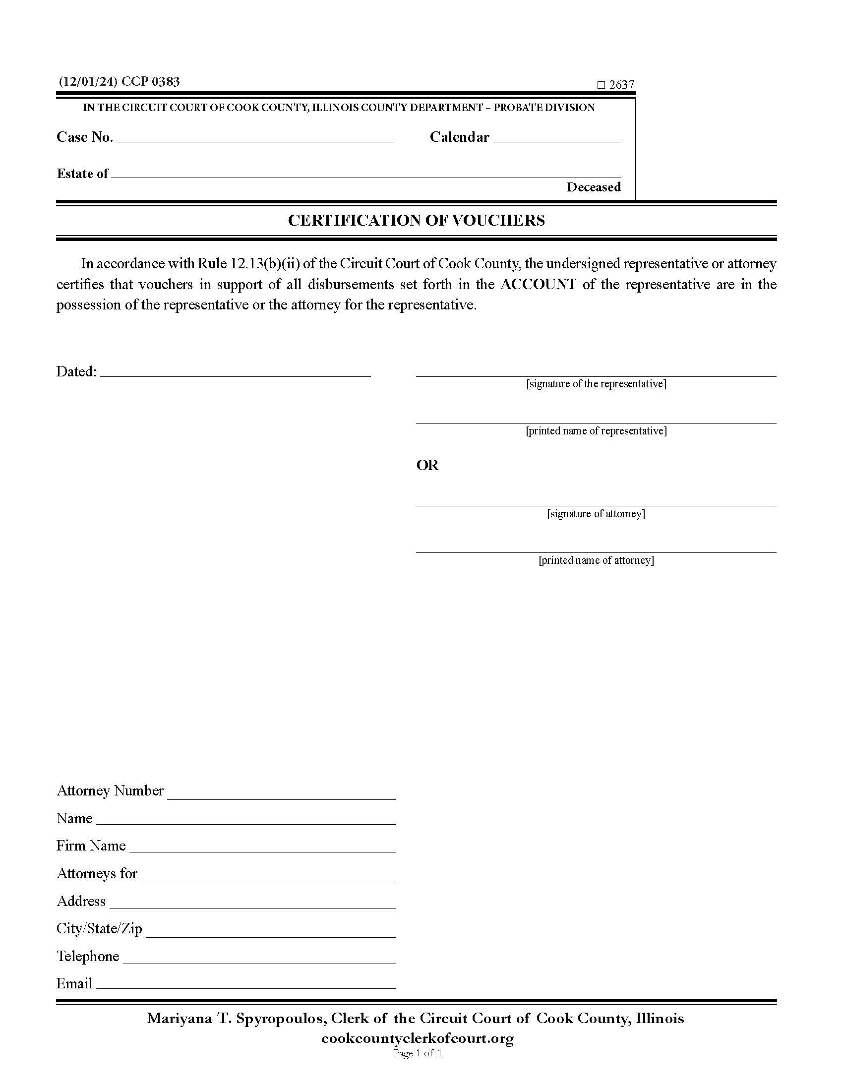 Certification Of Vouchers {CCP 0383} | Pdf Fpdf Docx | Illinois