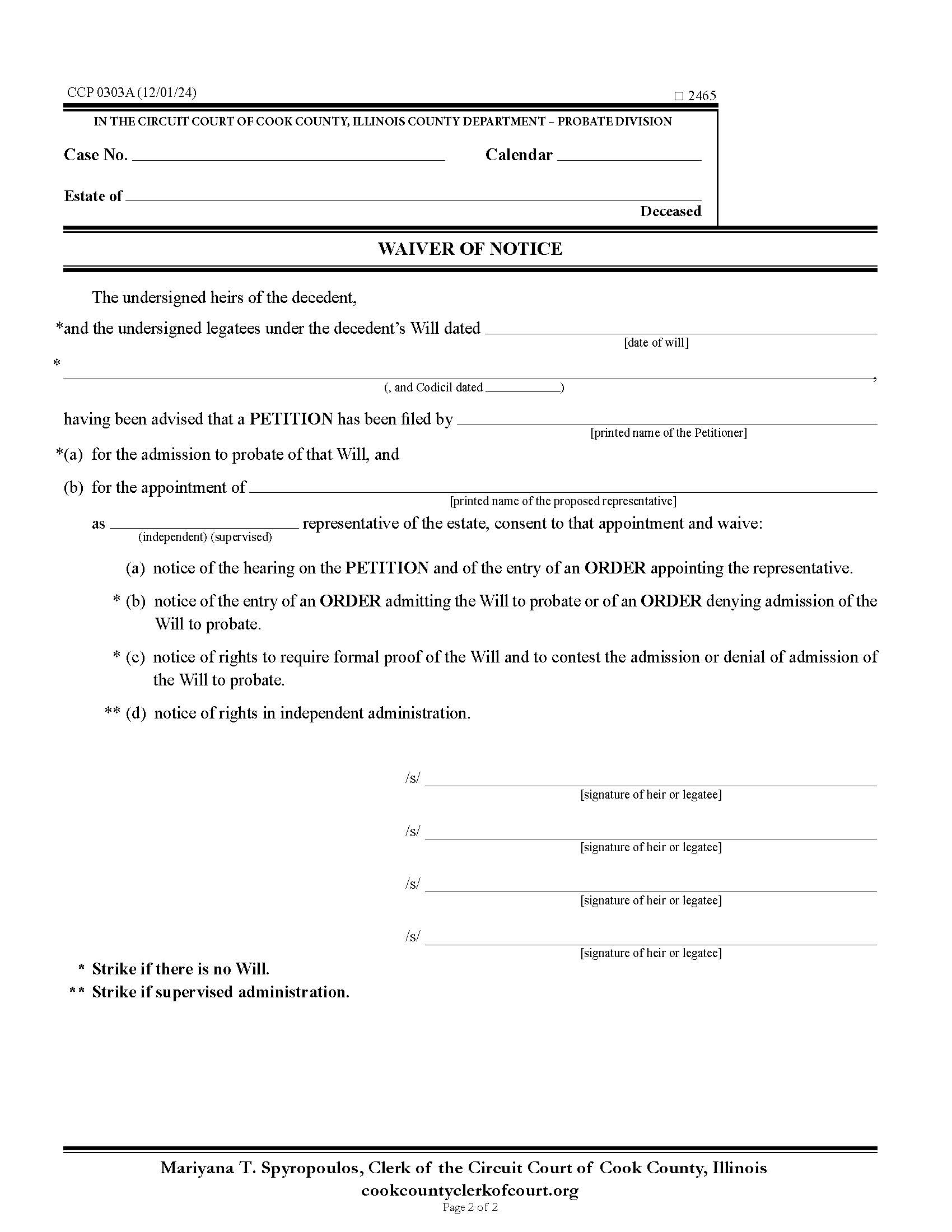 Waiver Of Notice {CCP 0303} | Pdf Fpdf Doc Docx | Illinois