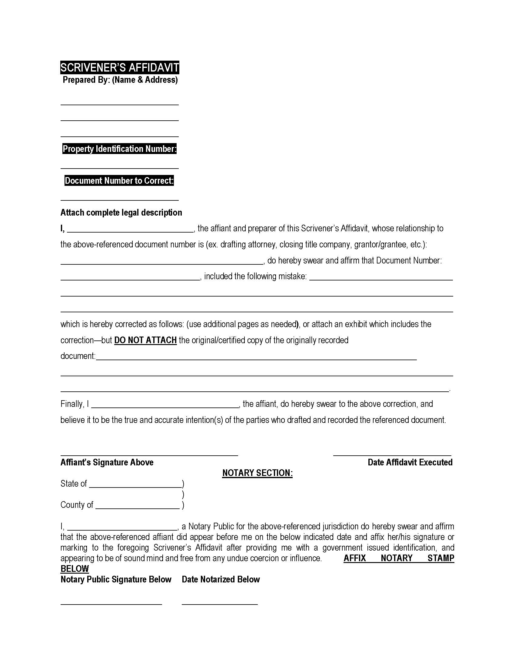 Scriveners Affidavit (Mistake Correction) | Pdf Fpdf Docx | Illinois