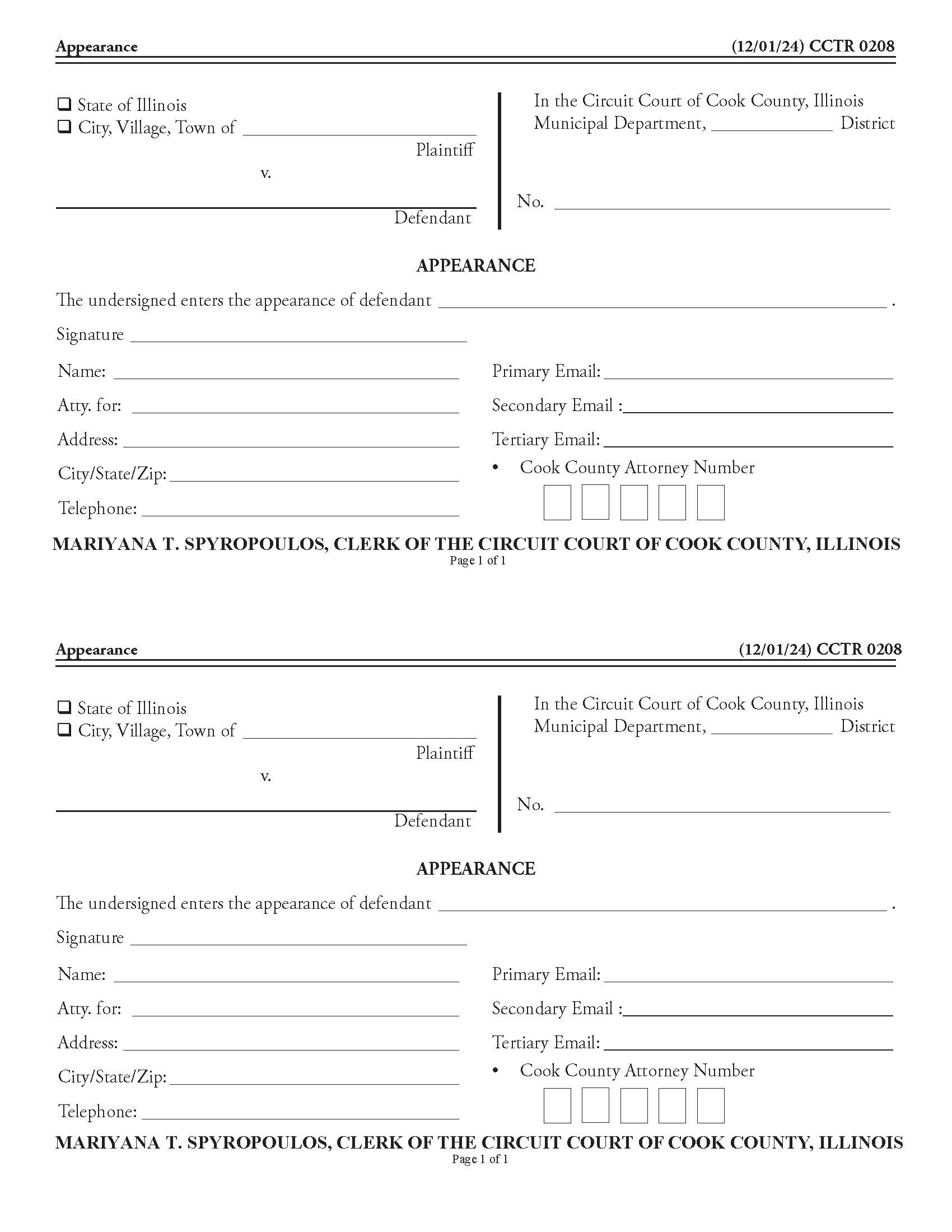 Appearance {CCTR 0208} | Pdf Fpdf Docx | Illinois