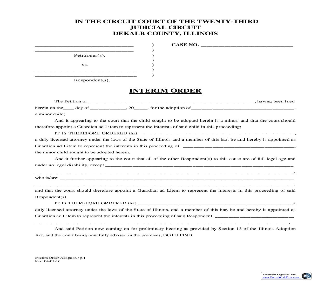 Interim Order (Adoption) | Pdf Fpdf Doc Docx | Illinois