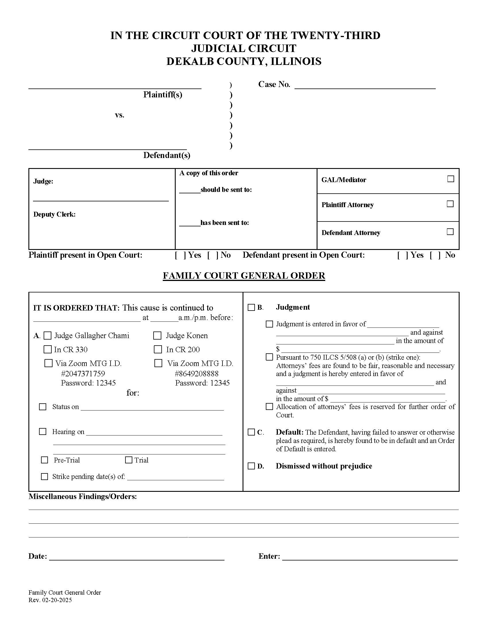 Family Court General Order | Pdf Fpdf Docx | Illinois