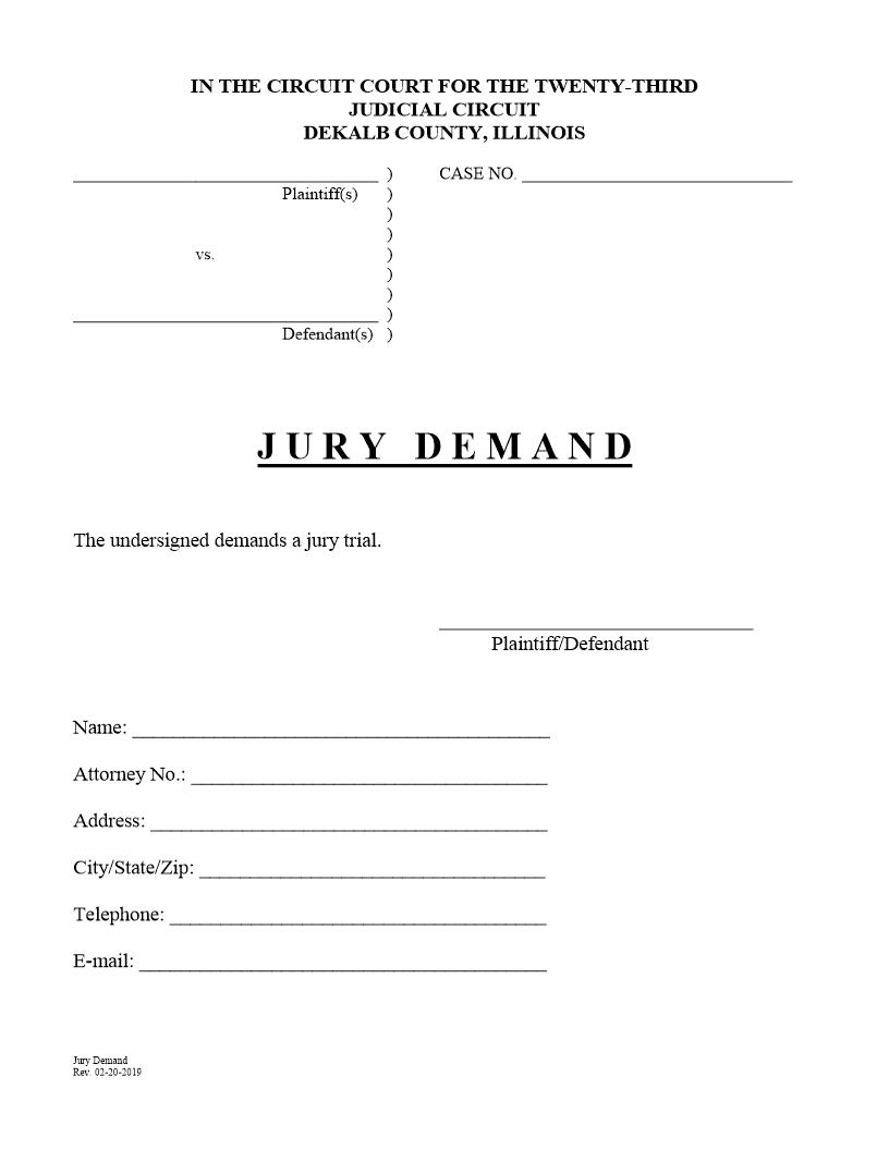 Jury Demand | Pdf Fpdf Doc Docx | Illinois