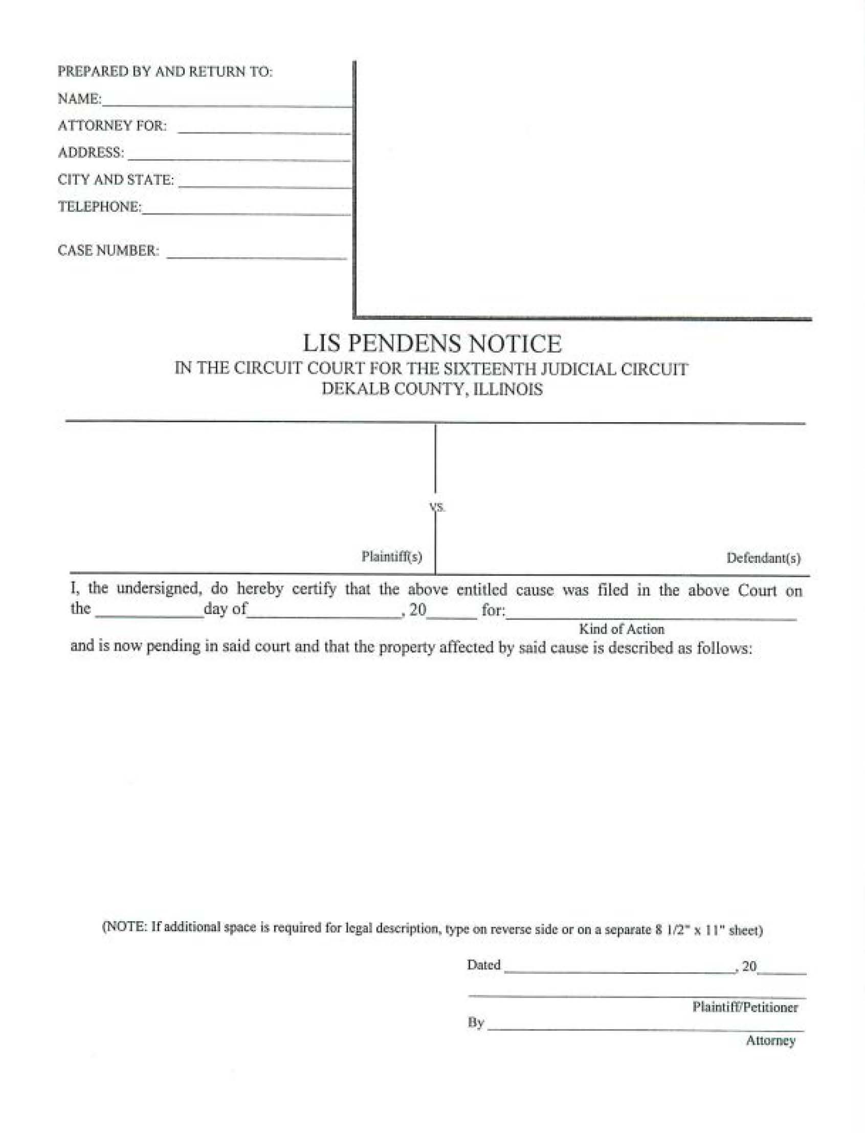 Lis Pendens Notice | Pdf Fpdf Doc Docx | Illinois