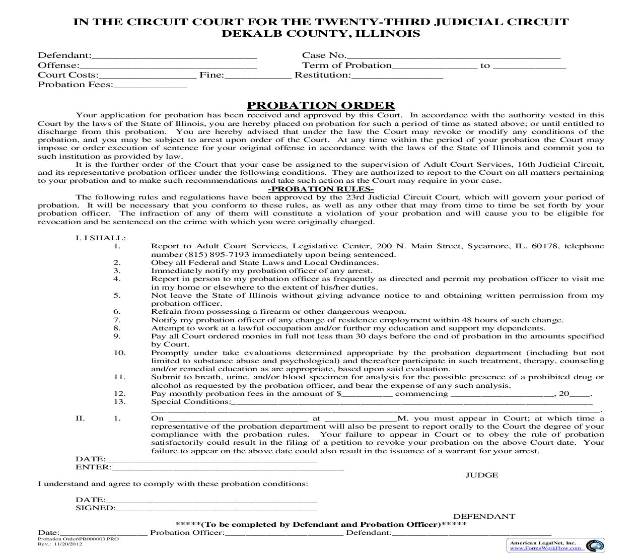 Probation Order | Pdf Fpdf Doc Docx | Illinois