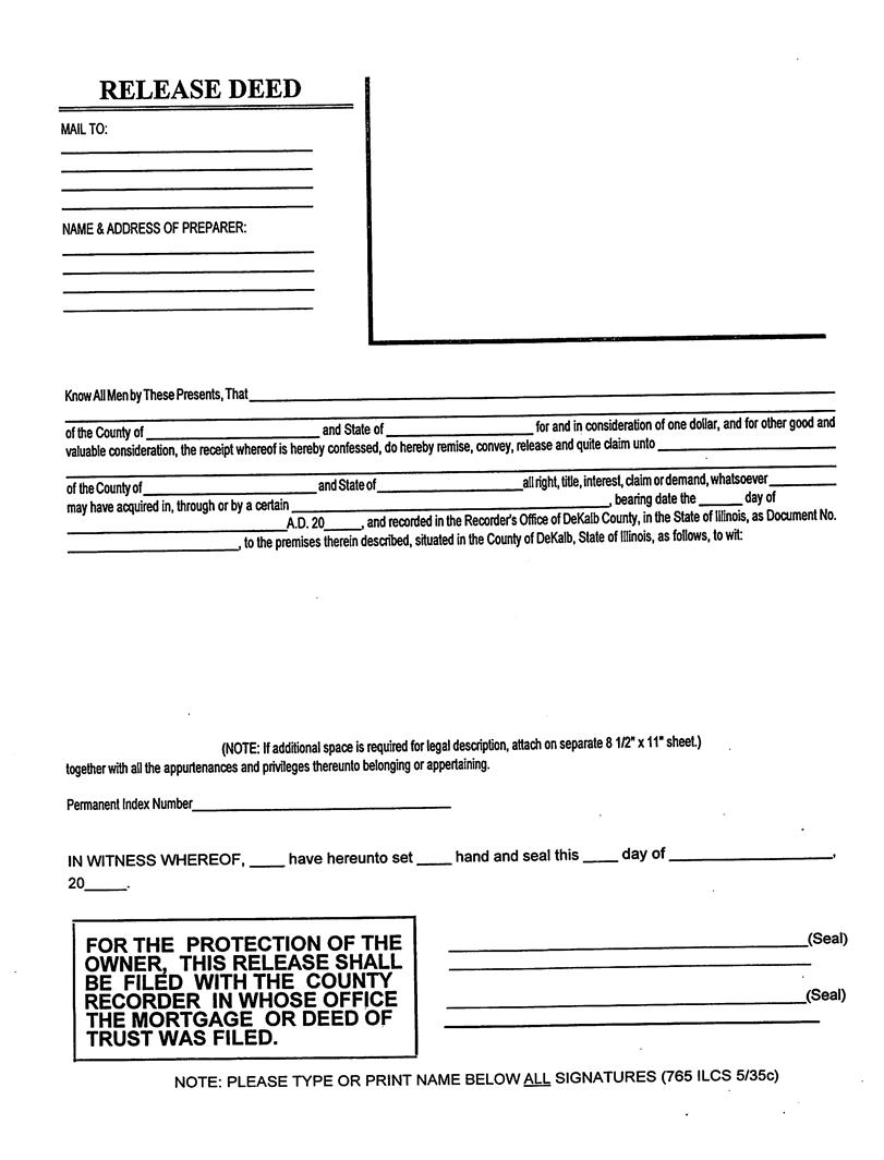 Release Deed | Pdf Fpdf Docx | Illinois