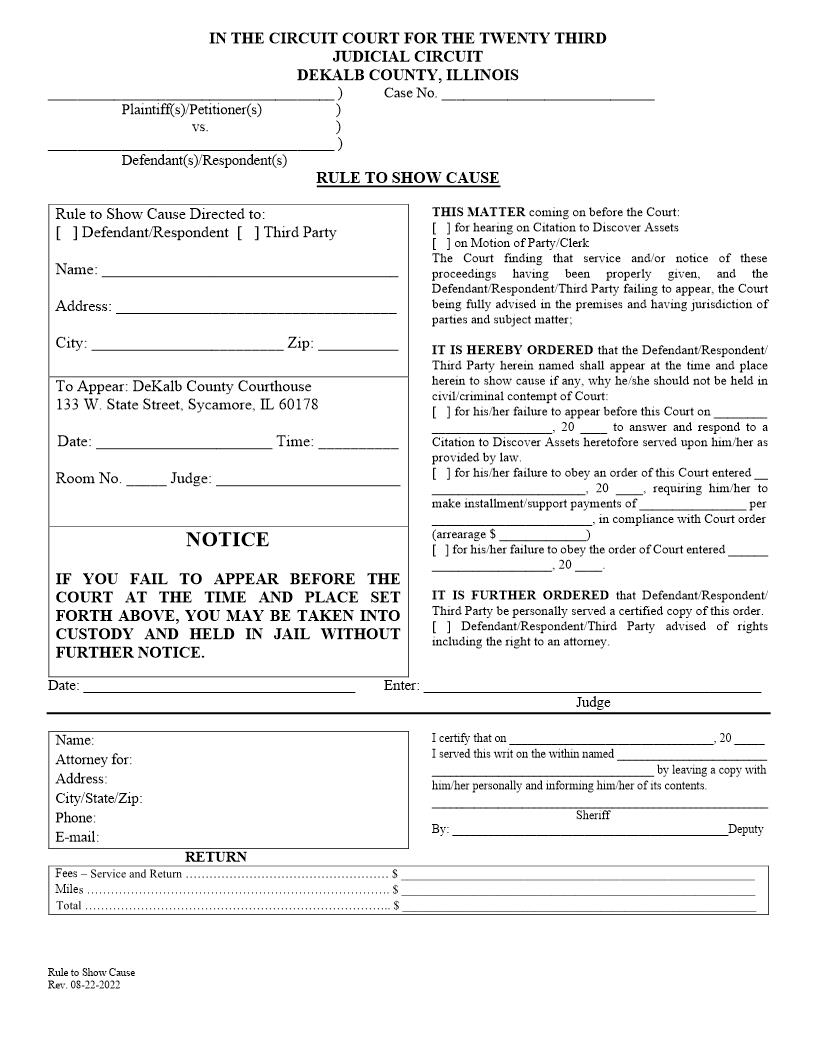 Rule To Show Cause | Pdf Fpdf Doc Docx | Illinois