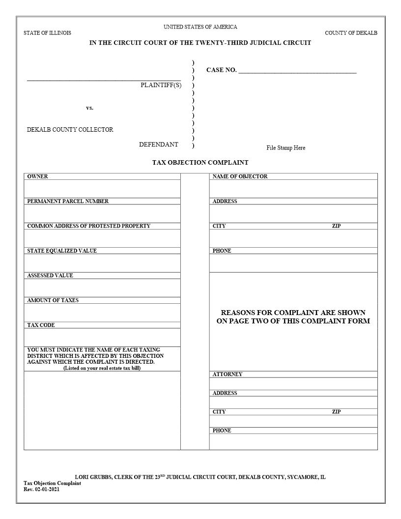 Tax Objection Complaint | Pdf Fpdf Docx | Illinois